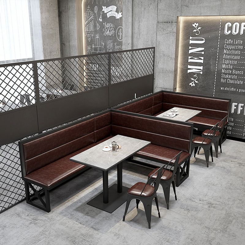 Industriële keukentafel van gesinterde steen, grijze tafel met zwart frame voor eetkamer