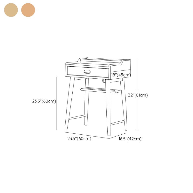 Minimalism Solid Wood Makeup Table Vanity Stool with Drawers and Mirror