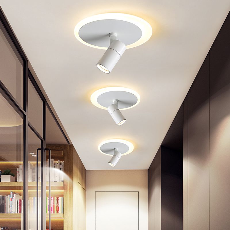 Modern 3-Light LED Flush Mount Lighting Track Light White Spotlight Round Light for Bedroom or Balcony