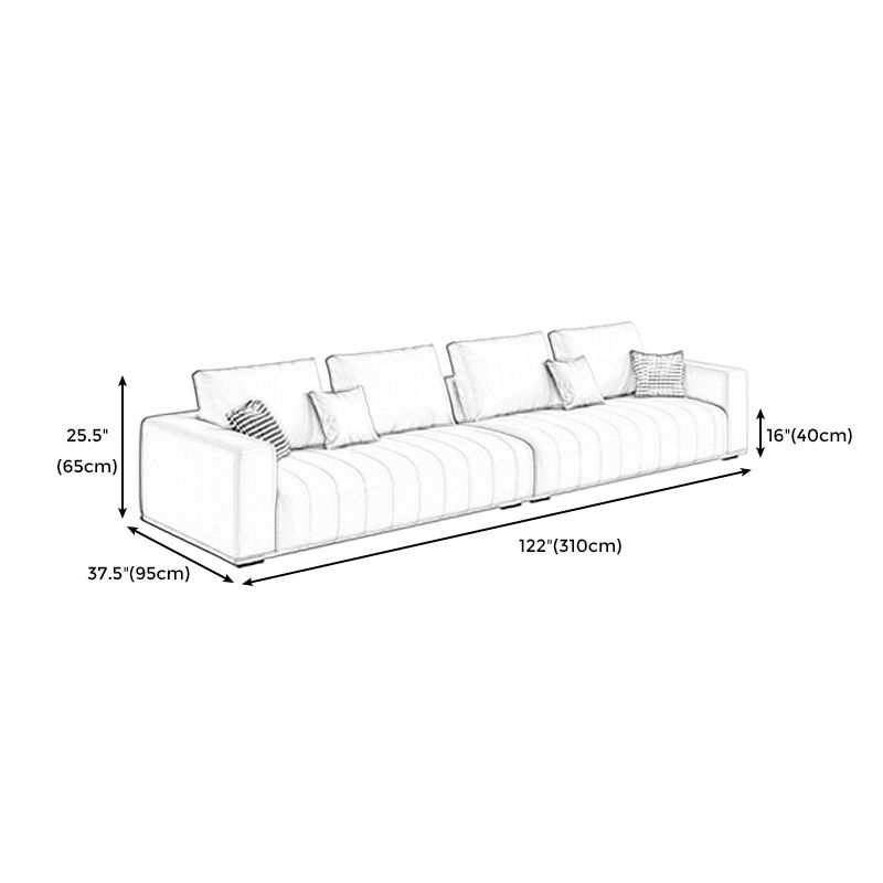 Modern Faux Leather Tuxedo Arm Standard Sofa with Bolster Pillows for Living Room