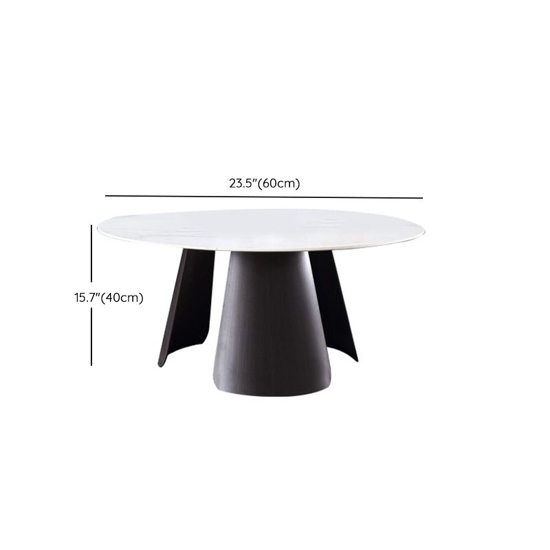 2-Piece Slate Round Coffee Table Set Modern White Simple Cocktail Table