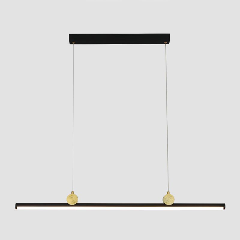 Black Aluminum Island Lamp Modern Linear Restaurant Pendant Light with Acrylic Shade