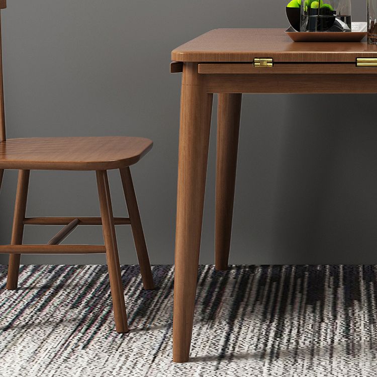 Extendable Round Dining Table Modern Adjustable Square Wooden Table with 4 Legs
