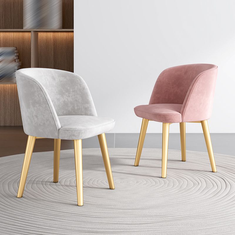 Glam Style Dining Chair Upholstered Dining Side Chair with Metal Legs