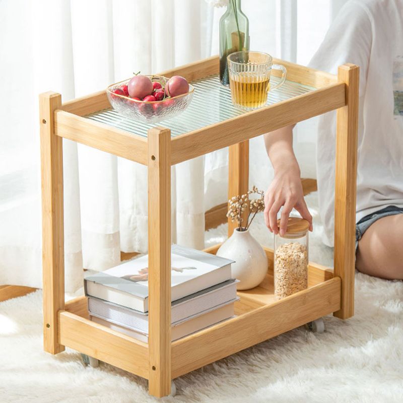 11" Wide Contemporary Corner Table Storage Clear Double Tier Accent Side Table