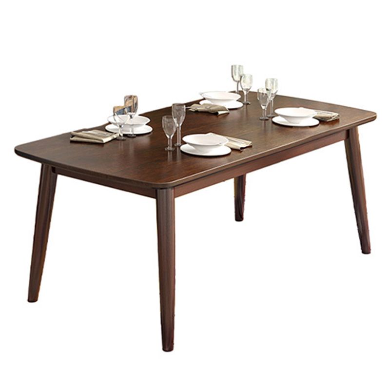 Zeitgenössisches Rechteck Esstisch Gummiholz Massivholz Tisch mit 4 Beinen für das Abendessen in der Küche zu Hause