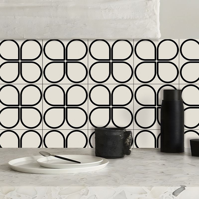 Beige Tone Peel & Stick Tile Square Pattern Printing Single Tile