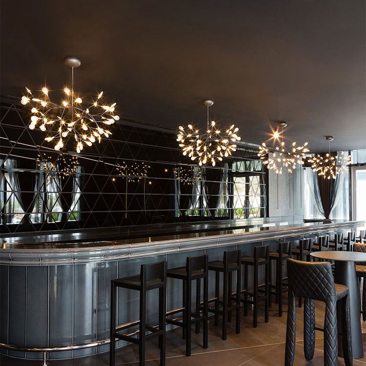 Branch Shape Chandelier Modern Fireflies Chandelier Lamp in Gold for Living Room