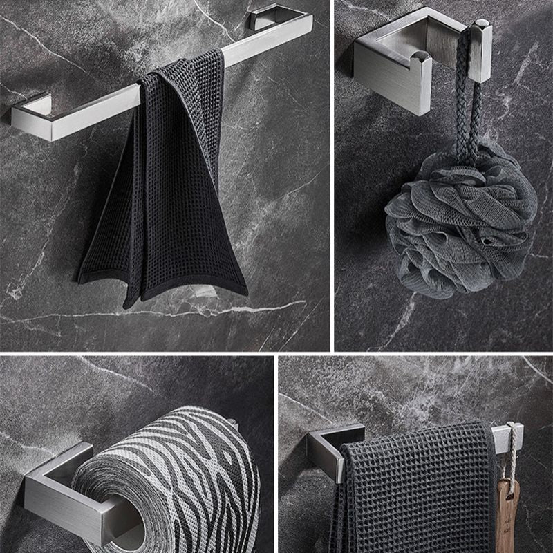 Stainless Steel Bathroom Set 4-piece Modern Style Simple Bathroom Hardware Set