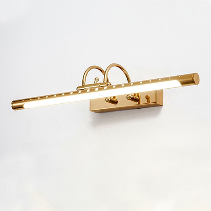 Metal Linear Shade Wall Lighting Modern 1 Light Mirror Wall Mount Light Fixture in Gold