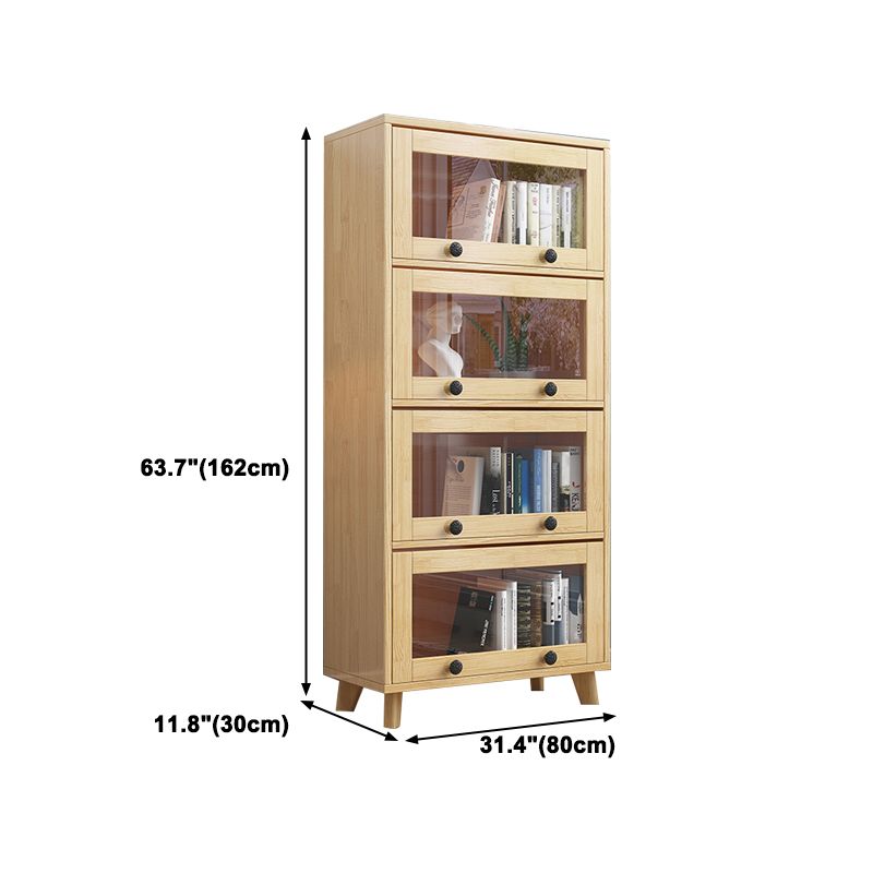 11.8" W Closed Storage Bookcase Modern Wooden Bookshelf with Glass Doors