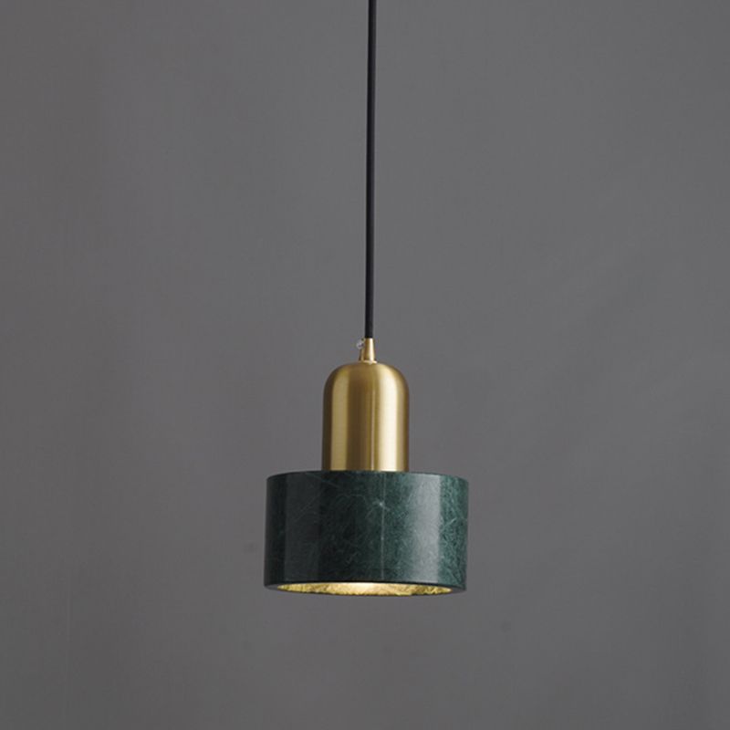 5.9 Inches Diameter Cylindrical Mini Hanging Light Modern Style Marble Single Bulb Lighting Pendant for Bedroom