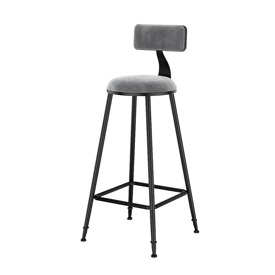 Scandinavian Low Back Footrest Barstool Matte Finish Velvet Counter Stool