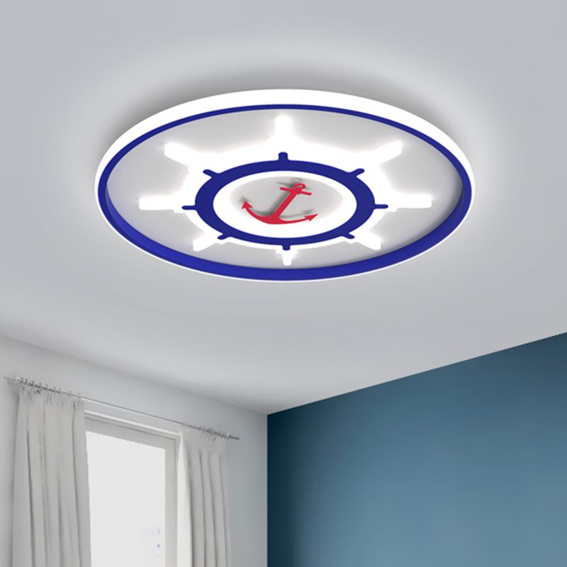 Blue Rudder Ceiling Light Fixture Mediterranean LED Acrylic Flush Mount Recessed Lighting