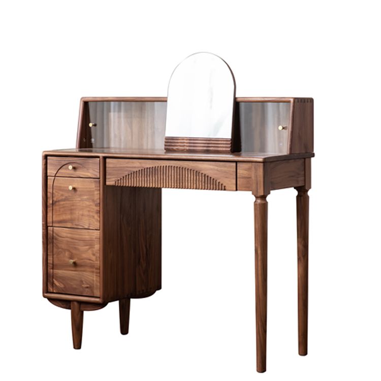 Scandinavian Vanity Makeup Table Set Wolnut Dressing Table Stool Set