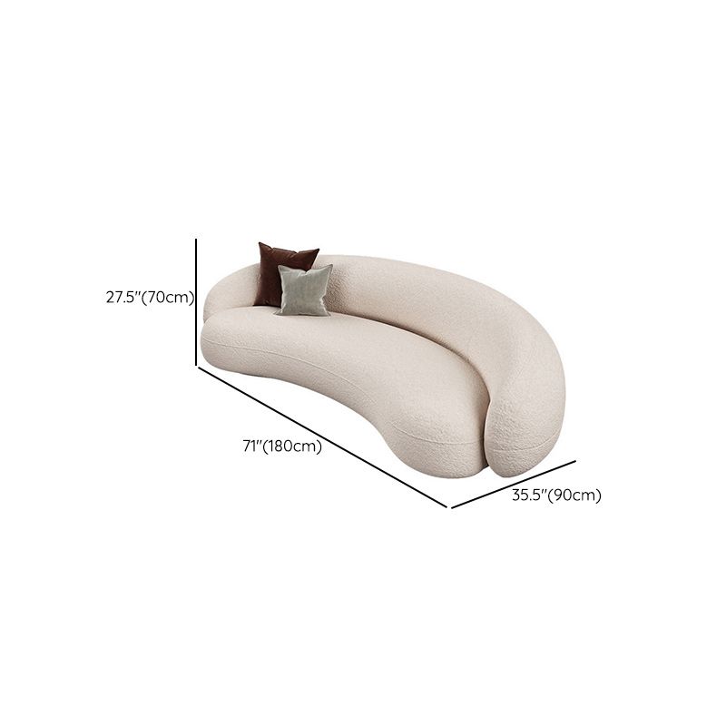 Contemporary Wool Curved Sofa Minimalist Beige Sloped Arm Sofa