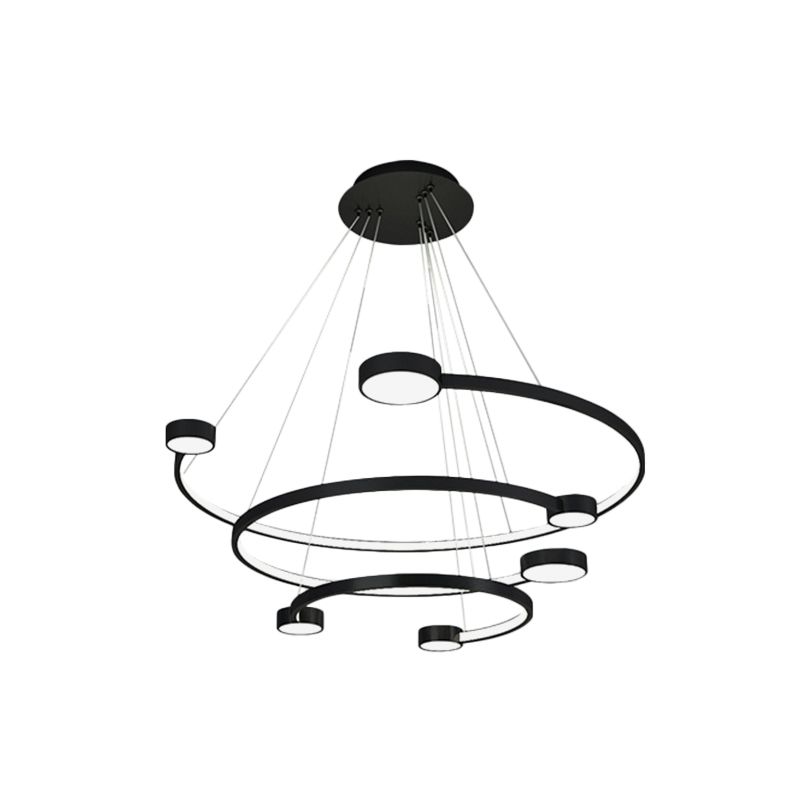 Metal 3-Tiered C Ceiling Lamp Contemporary LED Black Finish Flush Mount Light in Warm/White Light
