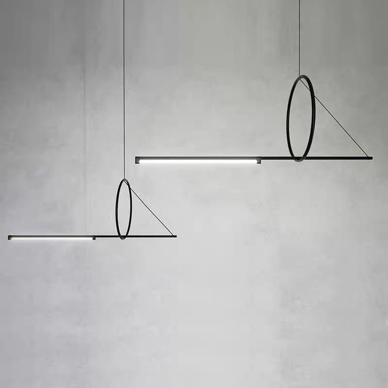 Black Geometric Island Affermazione del soffitto Minimalista in stile Minimalist Isola LED ILLUCIMAZIONE