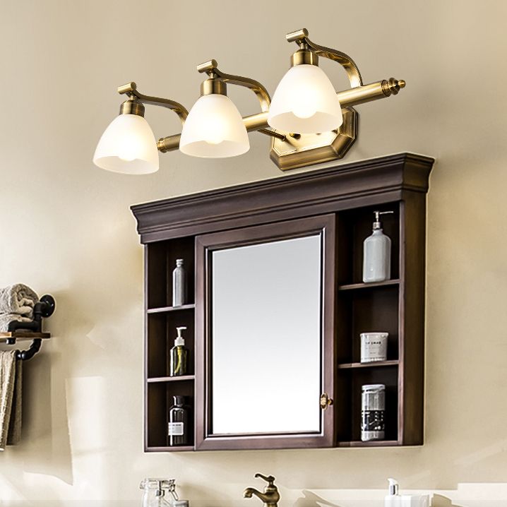 Modern Wall Mounted Light Fixture Bronze Conical Sconce Light Fixture with Glass Shade