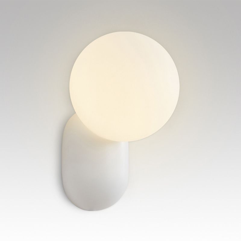 Single Contemporary White Glass Shaded Metallic Wall Mounted for Bedroom