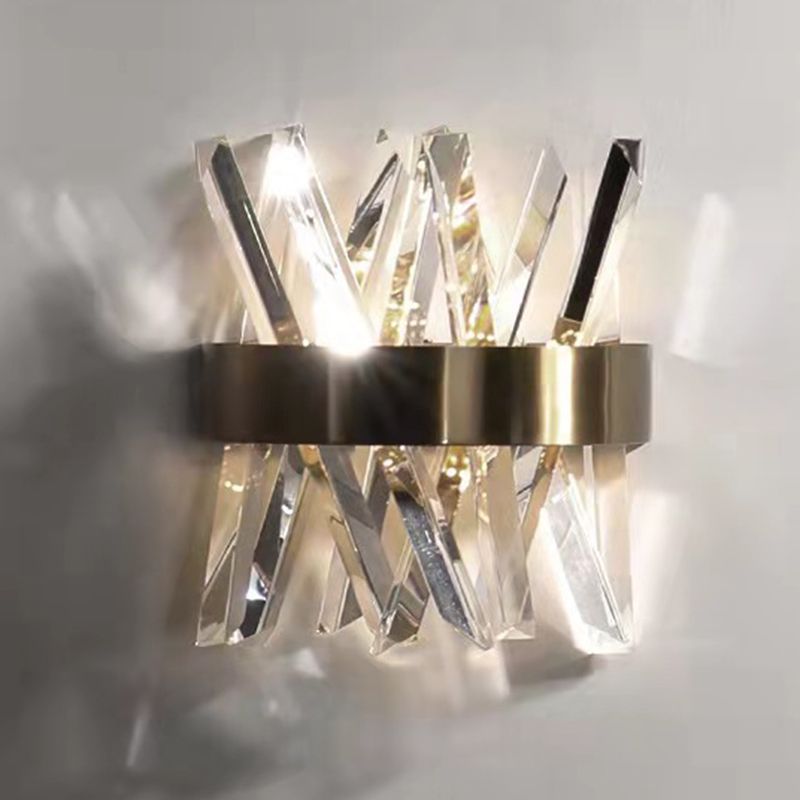 Geometric Shape Crystal Wall Light Modern Style 1 Light Wall Light Sconce in Gold