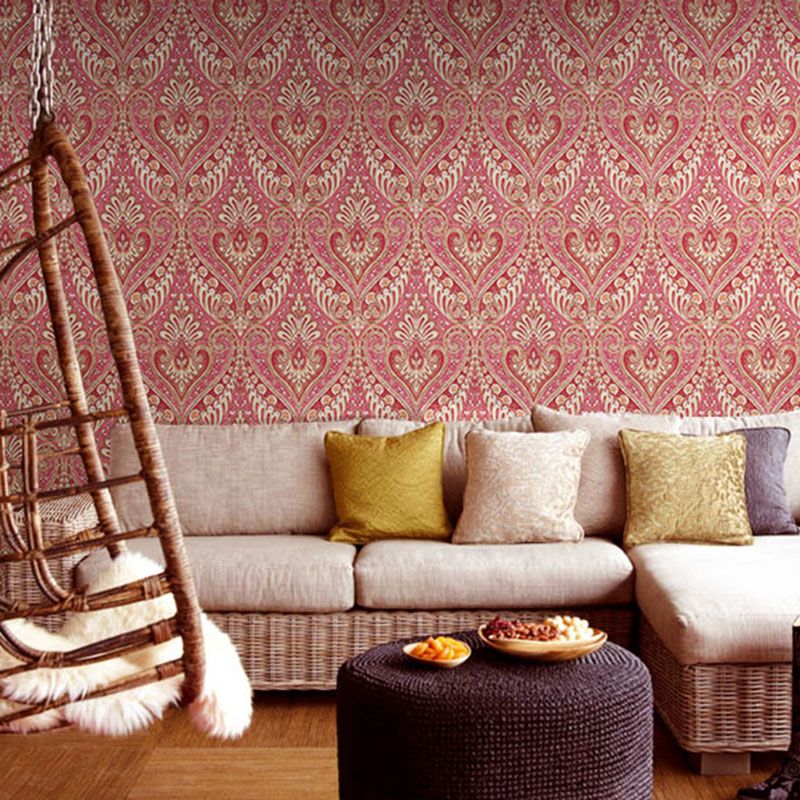 Blossoming Flower Wall Decor Wallpaper Roll for Girl's Bedroom in Red, 33' x 20.5"