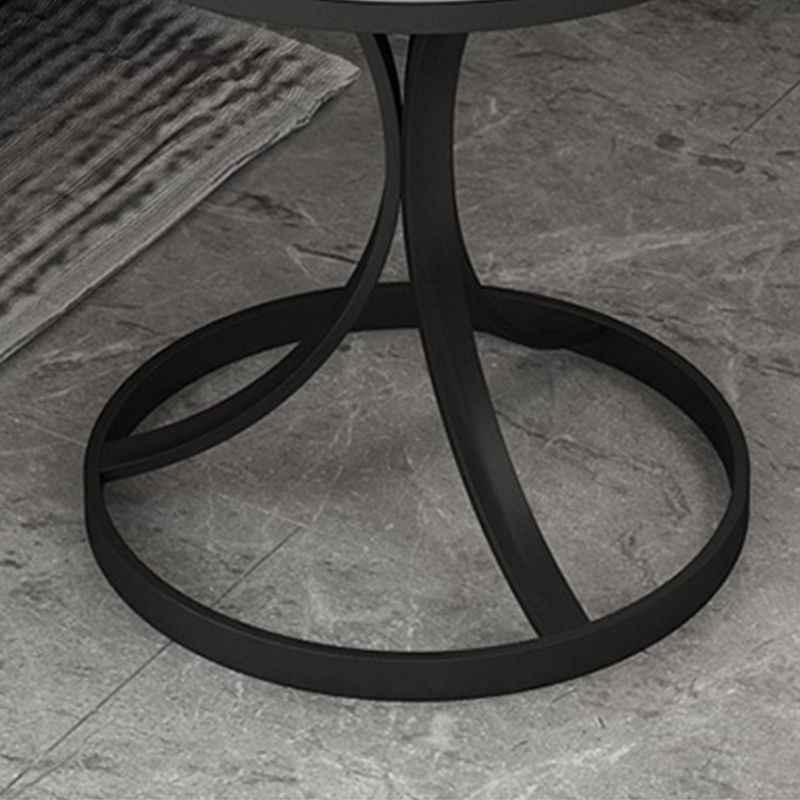 21.6"H Single Leg Metal Base Solid Color Slate Round Coffee Table