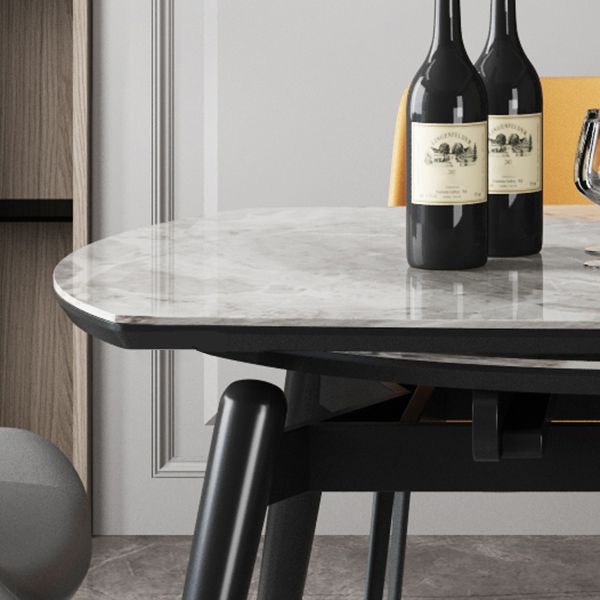Table de cuisine ronde extensible de pierre extensible Table à manger moderne avec 4 jambes