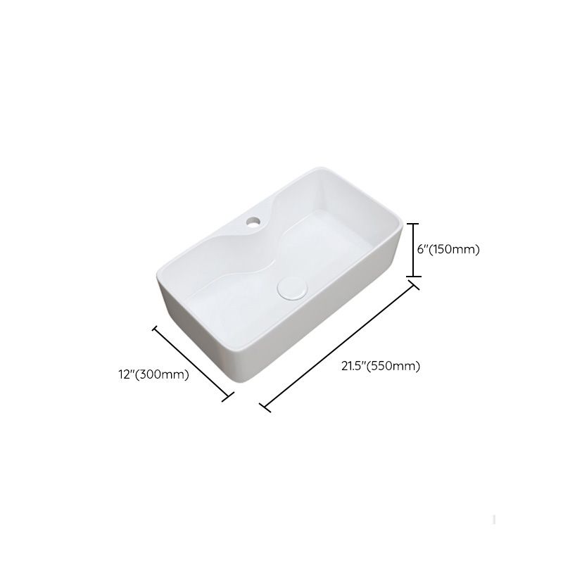 Fade Resistant Bath Sink White Rectangular Ceramic Faucet Vessel Bathroom Sink