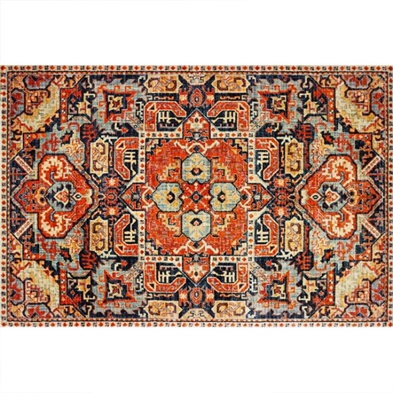 Rustic Tribal Print Area Rug Multi-Color Moroccan Rug Synthetics Washable Non-Slip Pet Friendly Rug for Room