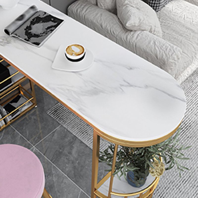 Stone Top Bistro Bar Table Rectangle Bar Table with Wine Rack