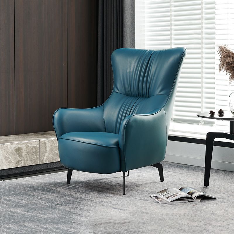 Contemporary Accent Armchair Faux Leather Barrel Accent Chair