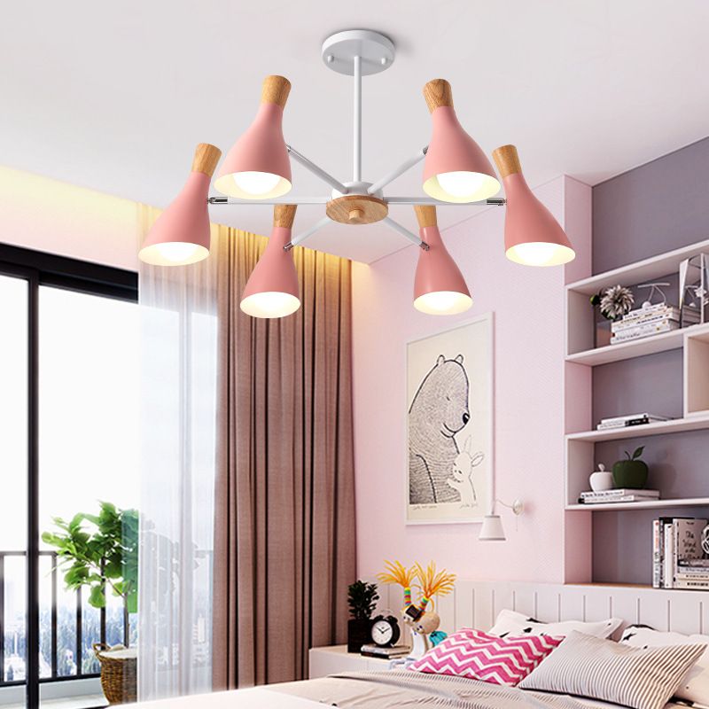 Cone Living Room Hanging Lights Metal 6 Bulbes de style moderne