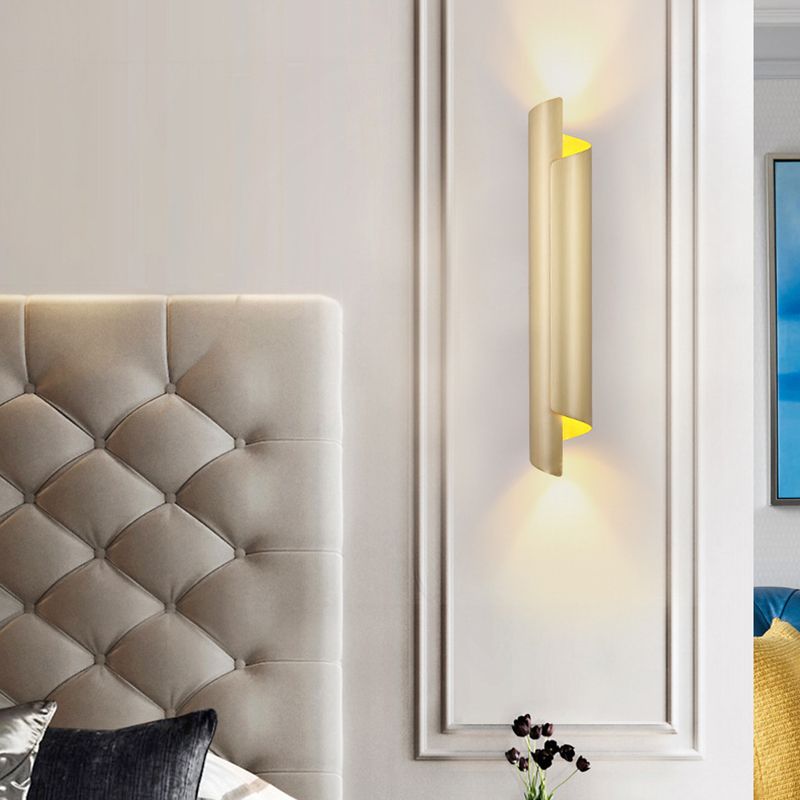 Post Modern 1 - Light Wall Mount Fixture Iron Tube Wall Lighting in Gold Finish