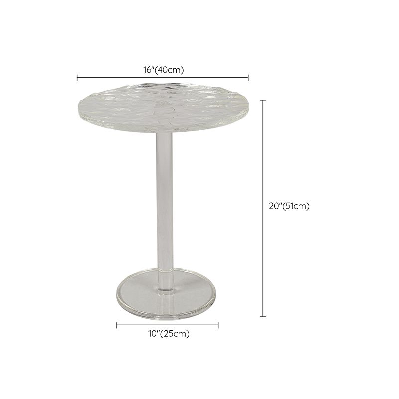 Pedestal 20" Tall End Table Round Clear Acrylic Sofa Side Accent Table