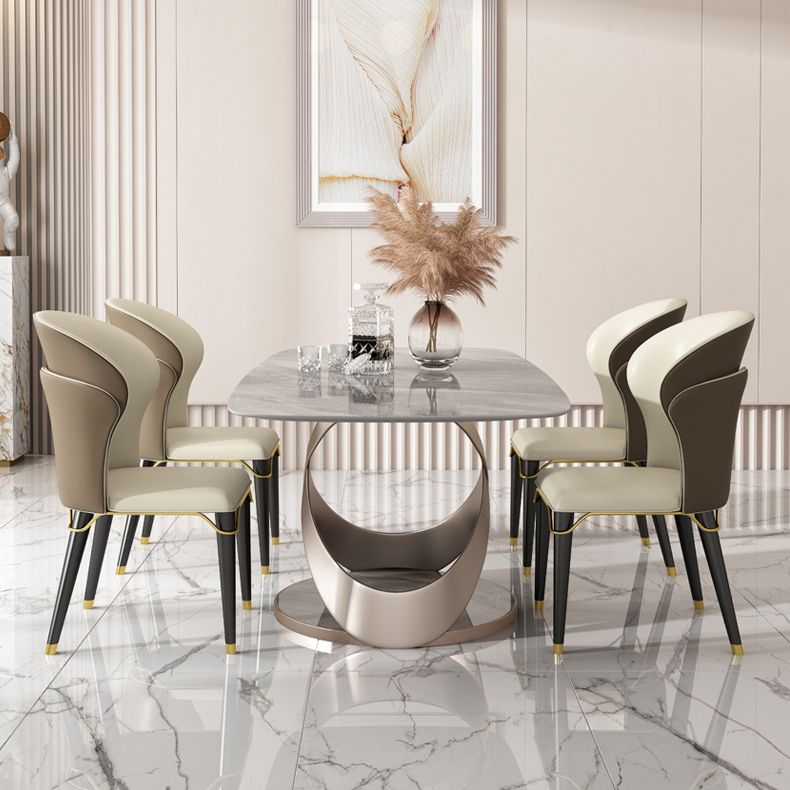 Nordic Sintered Stone Top Dining Set Rectangle 1/4/5/6/7 Pieces Dining Table Set