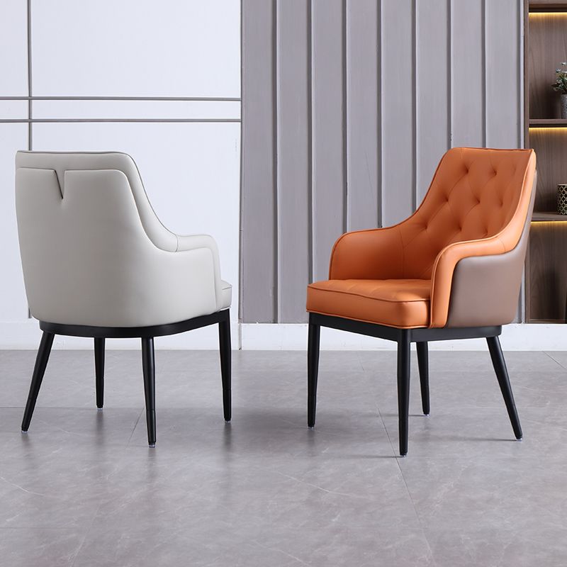 Contemporary Dining Chair Arm Dining Chair with Metal Legs for Kitchen