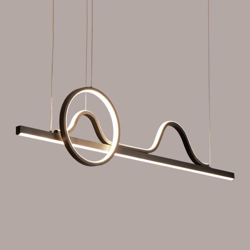 Linear Shape Island Pendants Contemporary Metal 3 Light Pendant Lighting Fixtures in Black