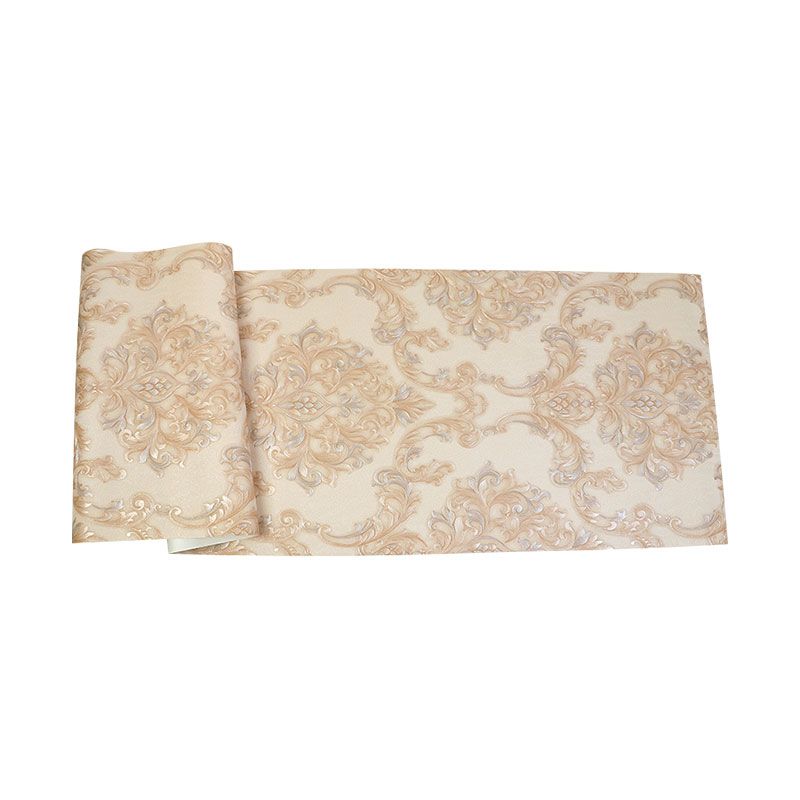 Floral Design Wall Art in Neutral Color Plaster Wallpaper Roll for Home Decor, 33' x 20.5"