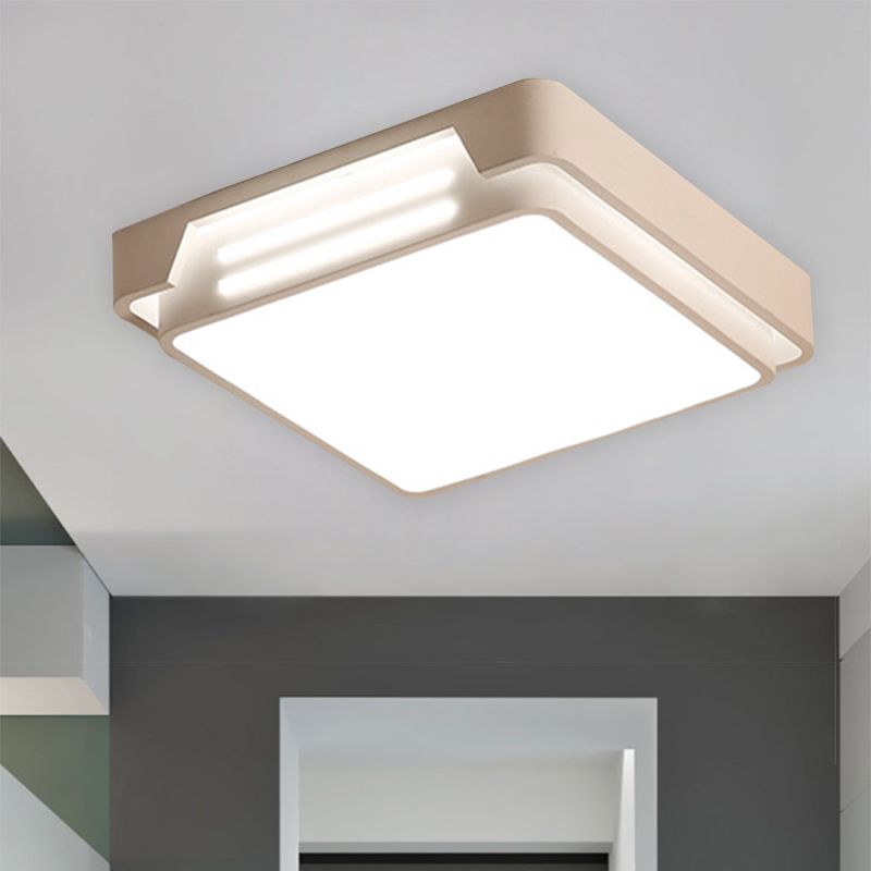 Quadratische Box Shade Deckenflush Einfache Metall LED Weiß Unterputz Befestigung in Weiß/Warmes Licht