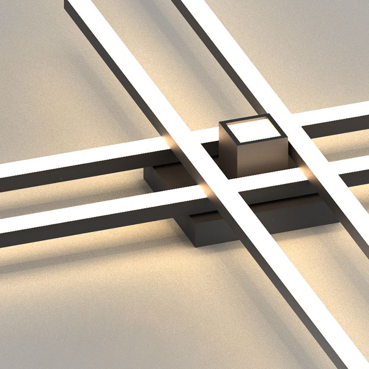 Linear Black Modern Flush Mount LED Aluminum Ceiling Mounted Light for Living Room