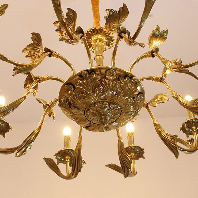 Swooping Arm Metal Chandelier Light Fixtures Antique Living Room Suspended Lighting Fixture