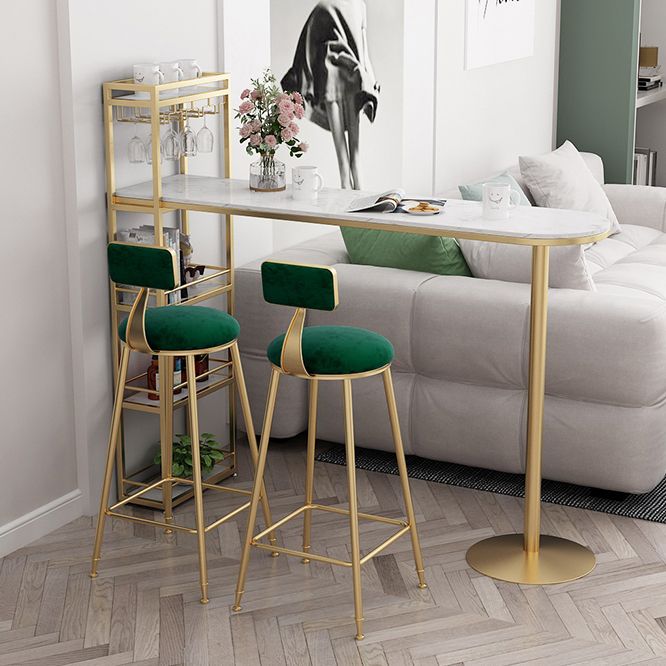 Glam Bar Table 42-inch Height Artificial Marble Top Pub Table with Storage Rack