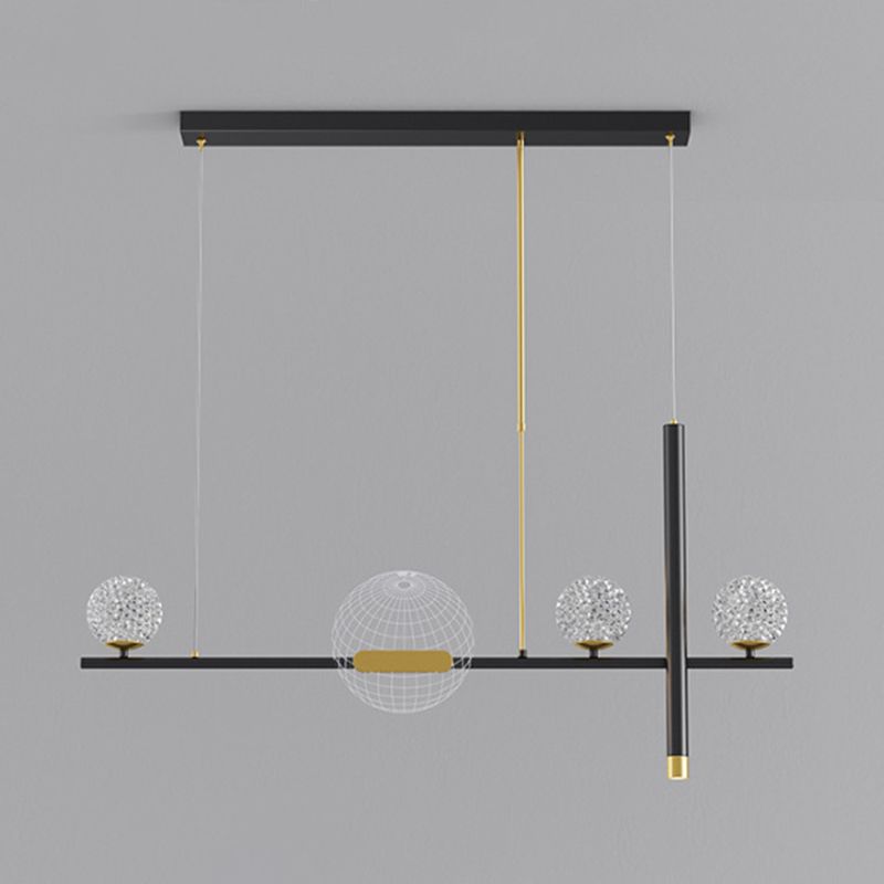 Minimalist 5-Light Island Pendant Globe Shade Acrylic Hanging Light for Dining Room