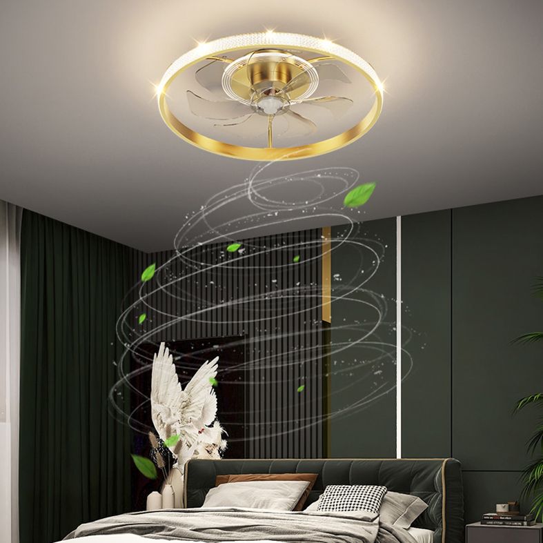 Lampada a ventola a soffitto circolare con finitura dorata LED MIMINALIST METALE SEMI FLUSH LUCE
