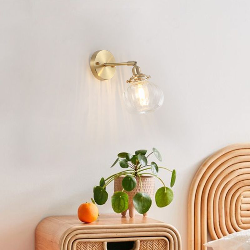 Minimalistische wereldwandlicht Champagne/Clear Prismatic Glass Single SCONCE -verlichtingsarmatuur in goud