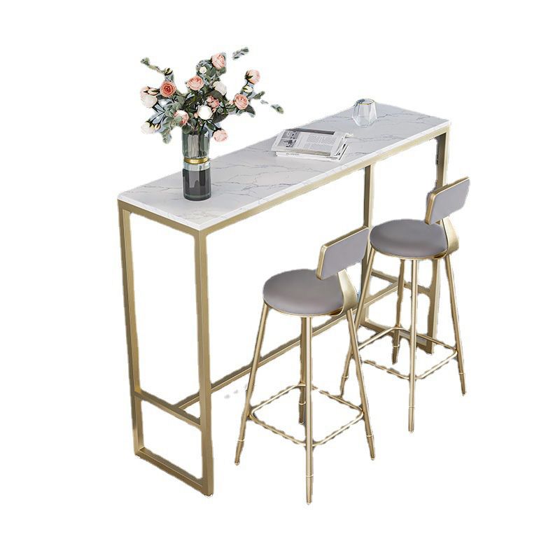 Glam Sintered Stone Bar Table Rectangle Dining Table for Kitchen