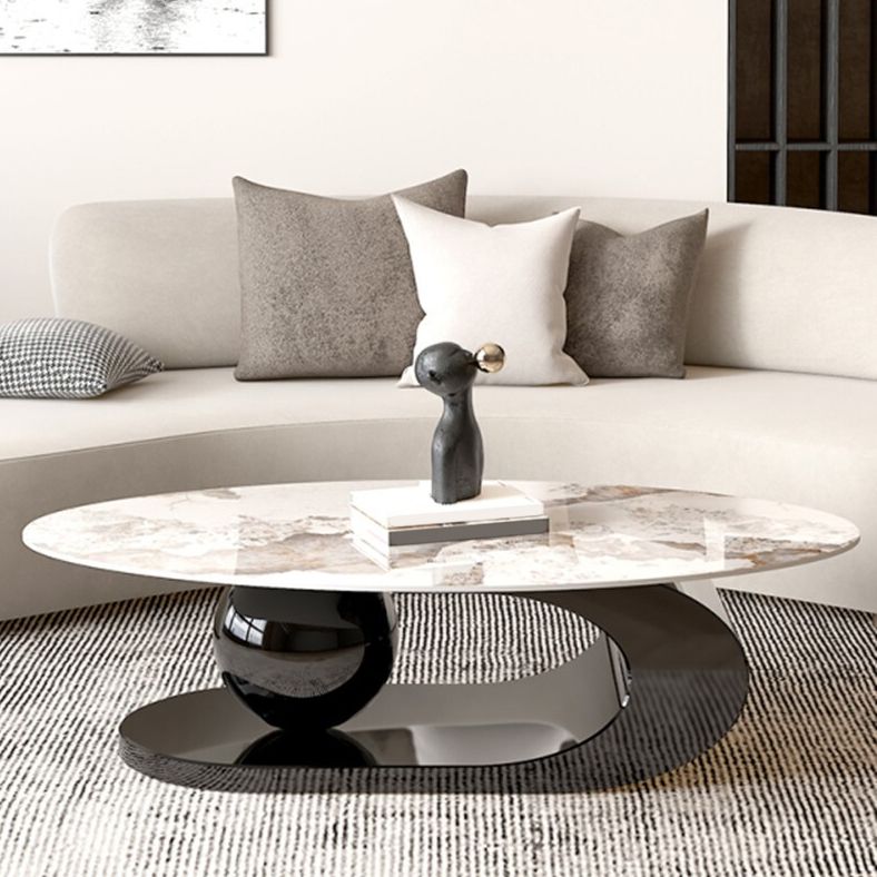 Glam Metal Abstract Base Cocktail Table Slate Top Coffee Table