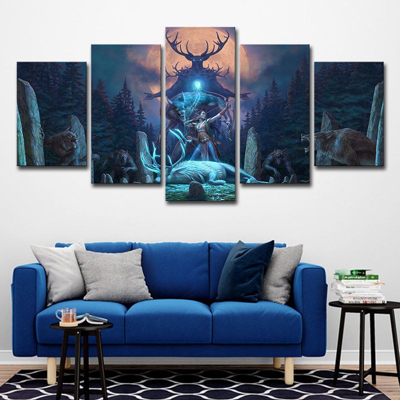 Blue Kids Canvas Digital Print the Elder Scrolls Online Wall Art for Teen Room