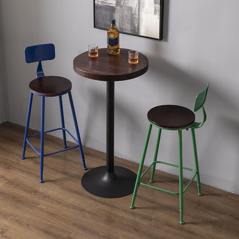 Modern Armless Backrest Counter Stool Iron Bar Stool with Pedal for Milk Tea Shop